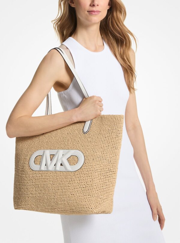 (READYSTOCK USA) Michael Kors Eliza Logo Straw Tote - Image 4