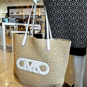 (READYSTOCK USA) Michael Kors Eliza Logo Straw Tote