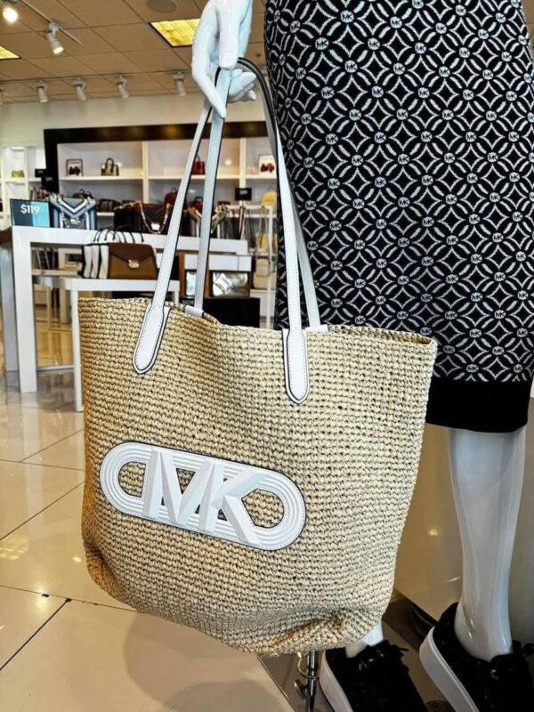 (READYSTOCK USA) Michael Kors Eliza Logo Straw Tote