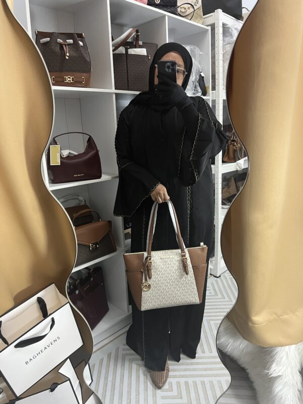 Michael Kors Charlotte Zip Tote Bag Signature Vanilla Brown - Image 5
