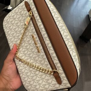 Michael Kors Large Chain Crossbody Signature Vanilla Brown