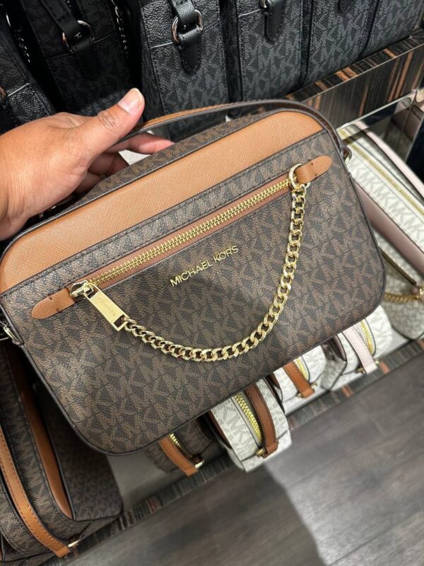 Michael Kors Large Chain Crossbody Signature Brown