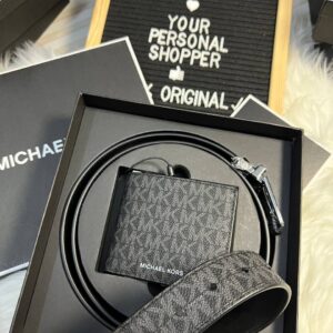 Michael Kors Men Box Set Belt and Wallet Black