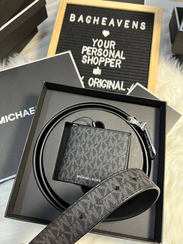 Michael Kors Men Box Set Belt and Wallet Black