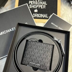 Michael Kors Men Box Set Belt and Wallet Black